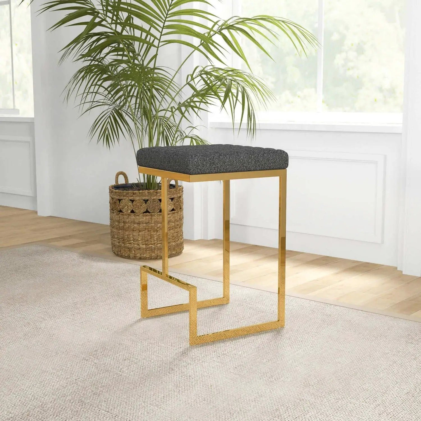 Joel - Mid Century Modern Luxury Upholstered Stool by HouseOfZazla