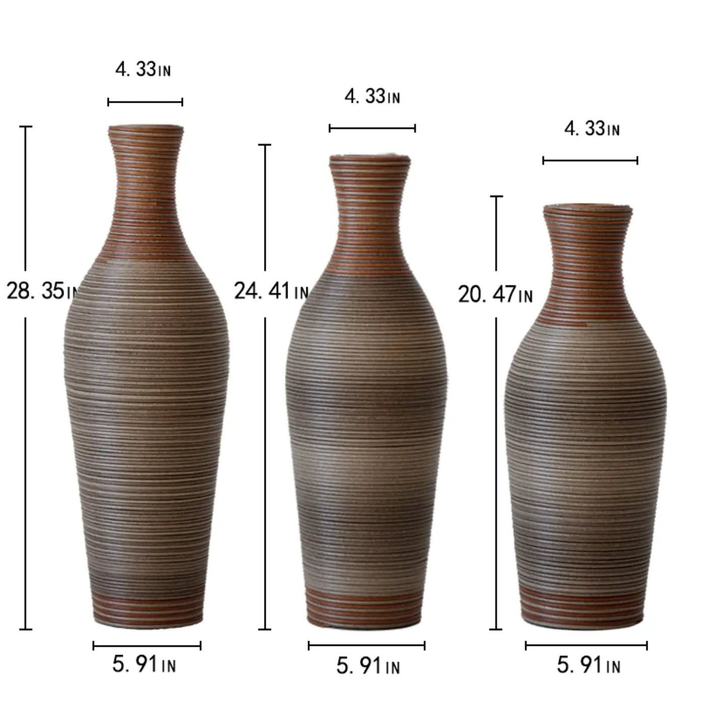 Classic And Neat Floor Vase, High Independent Flower Stand (Set of 3) by HouseOfZazla
