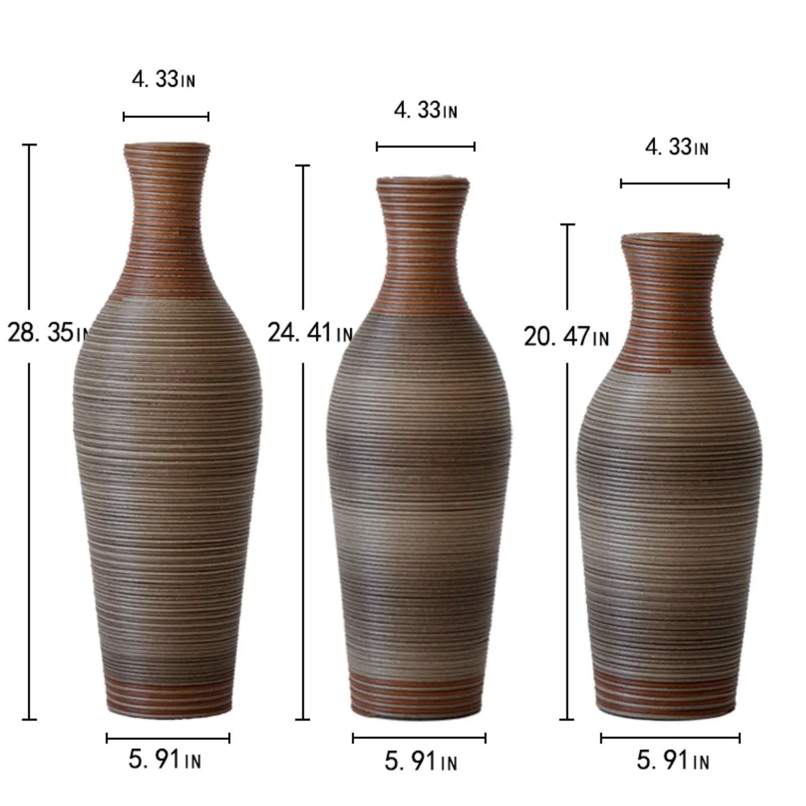 Classic And Neat Floor Vase, High Independent Flower Stand (Set of 3) by Unique Piece Furniture