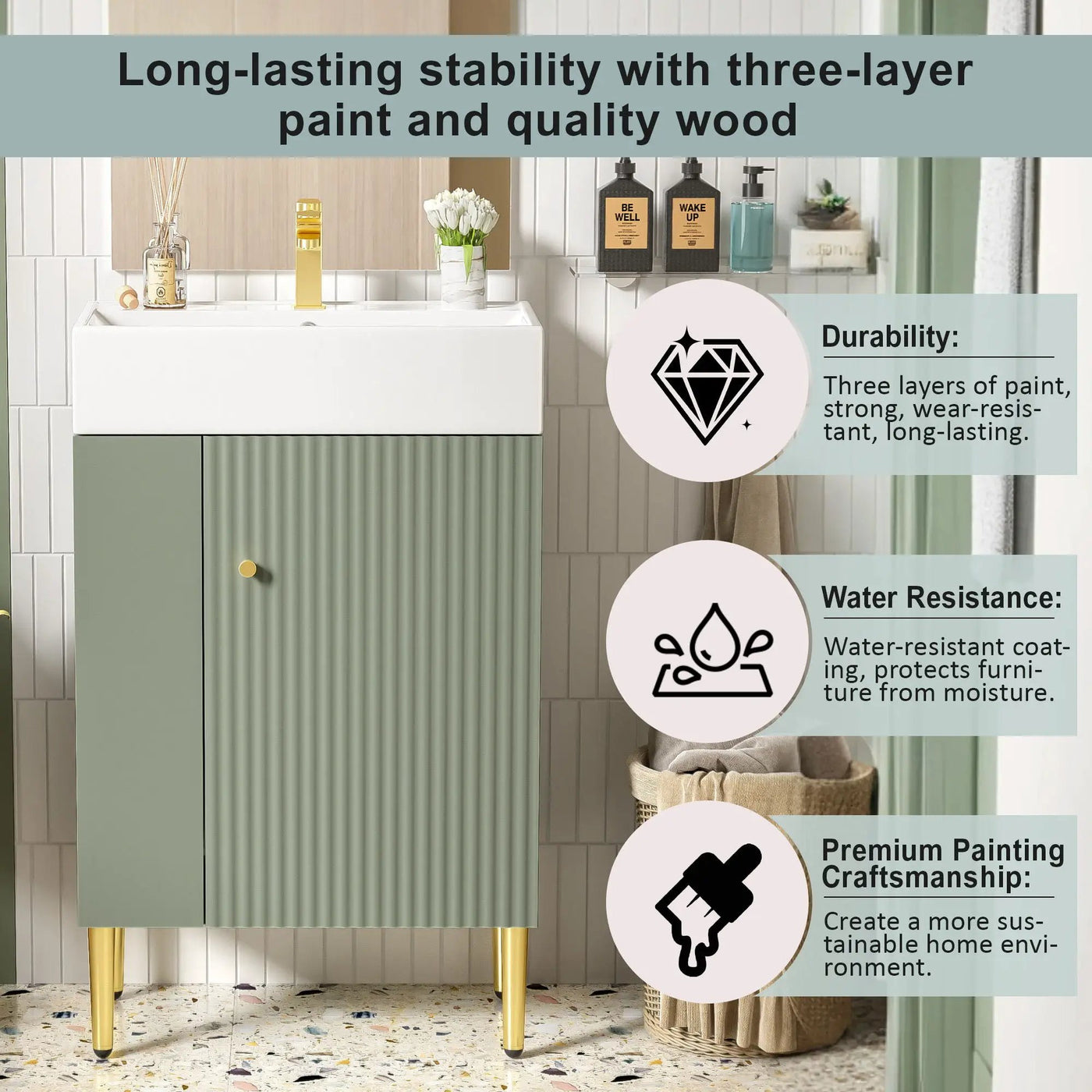 Bathroom Vanity, Combo Cabinet, Bathroom Storage Cabinet, Single Ceramic Sink by HouseOfZazla