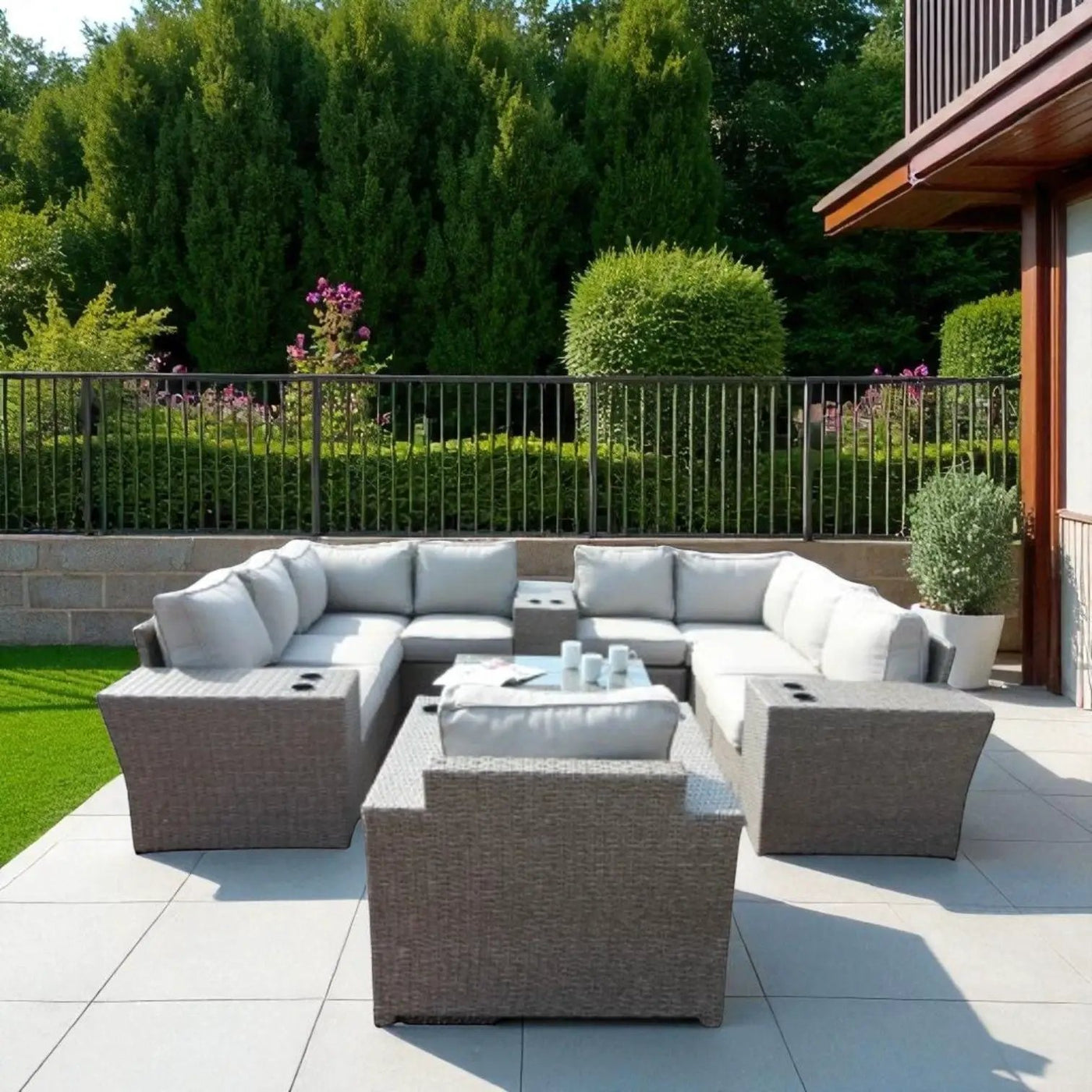 Outdoor Wicker Sectional With Weather Resistant Cushions And Table by Unique Piece Furniture