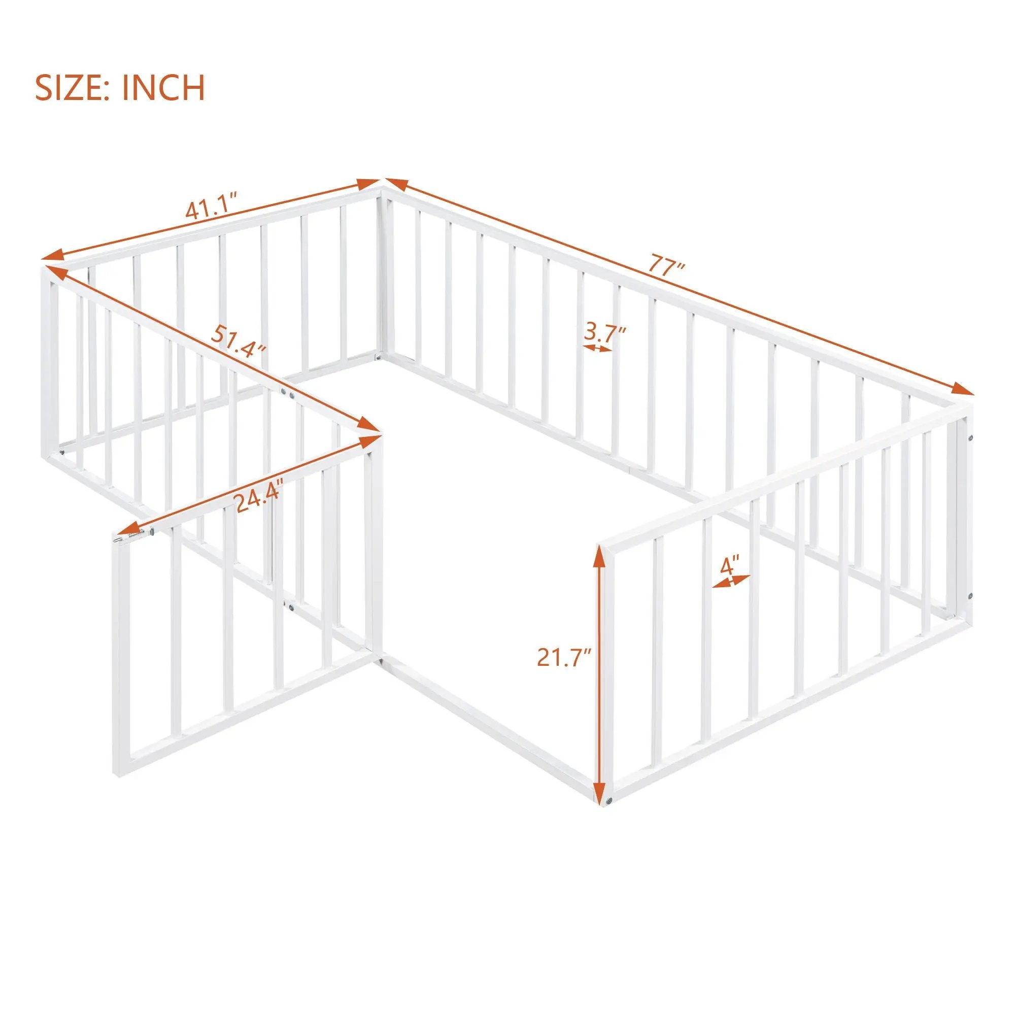 Metal Floor Bed Frame With Fence And Door by HouseOfZazla
