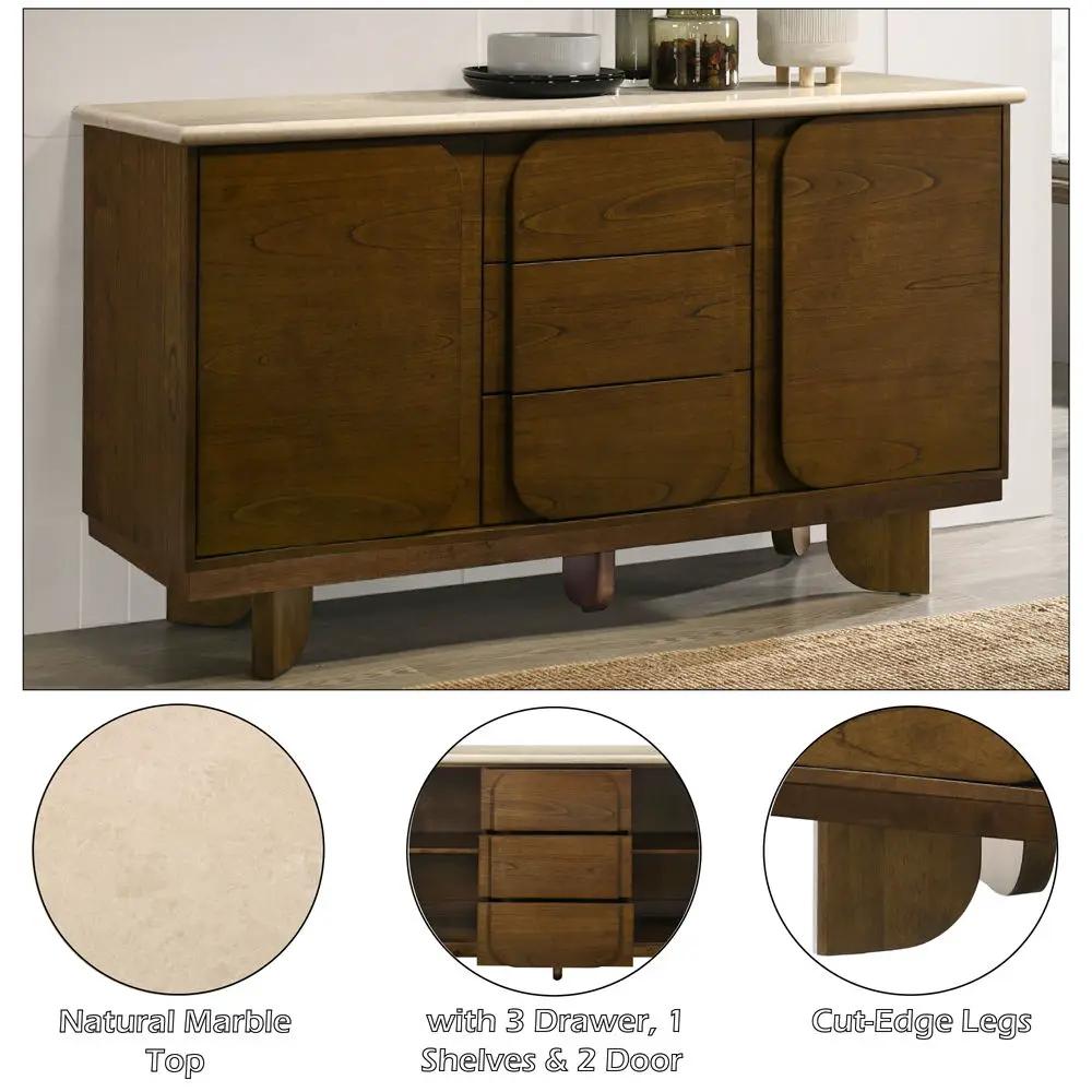 Kasha - Server With Marble Top Top - Vintage Oak by Unique Piece Furniture