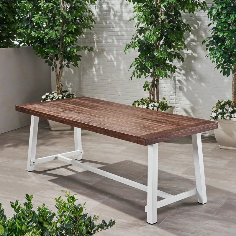 Equilibrium Outdoor Dining Table with Wooden Frame and Slat Top by HouseOfZazla