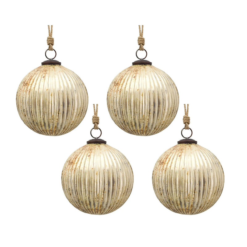 Christmas Ball Ornaments, Glass Decorative Hanging Ball Christmas Tree Ornaments For Holiday Party Decorations (Set of 4) - Silver by HouseOfZazla