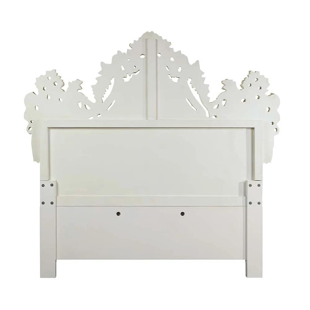 Adara - Eastern King Bed - Pearl White Synthetic Leather & Antique White by Unique Piece Furniture