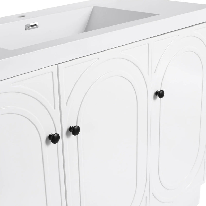 Contemporary Freestanding Bathroom Vanity With Resin Sink & Soft-Close Cabinet Doors by HouseOfZazla