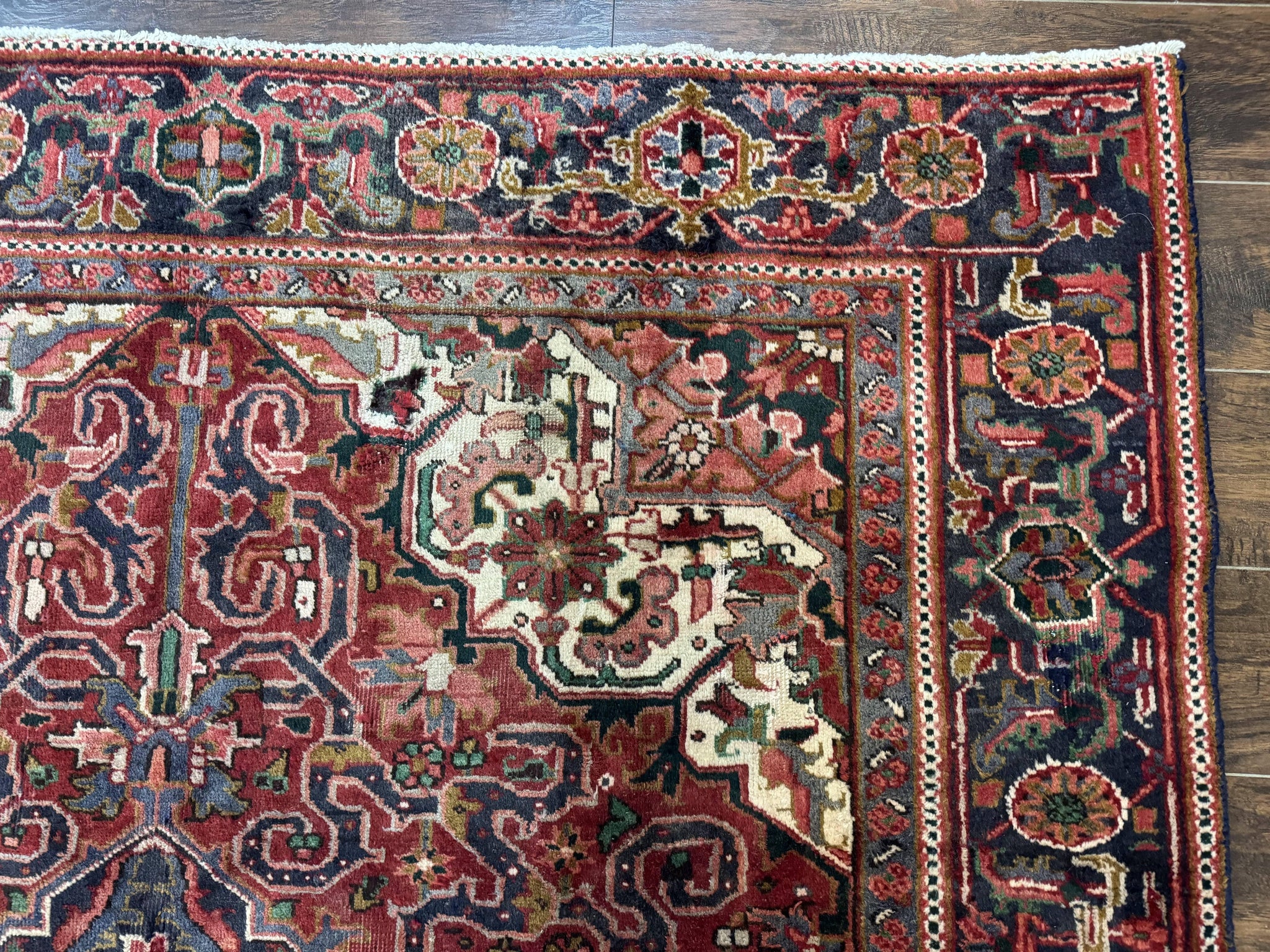 Persian Heriz Rug 6.6 x 9, Geometric Wool Persian Carpet by Jewel Rugs