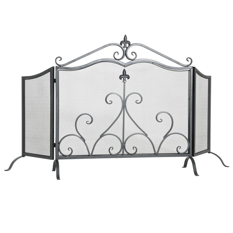 Onyx 3-Panel Iron Fireplace Screen 54" x 31.5" by HouseOfZazla