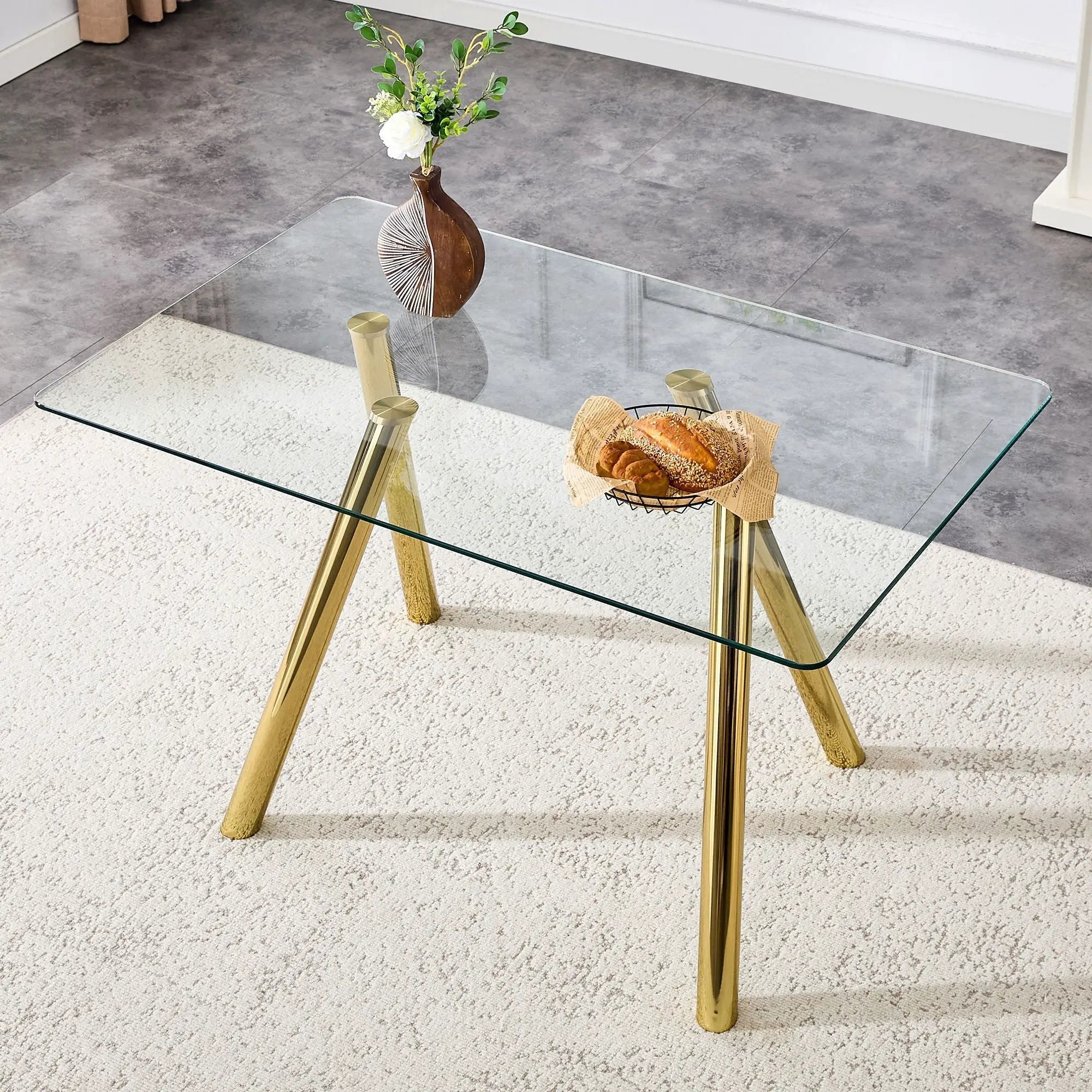 Rectangular Design Dining Table - Gold by HouseOfZazla