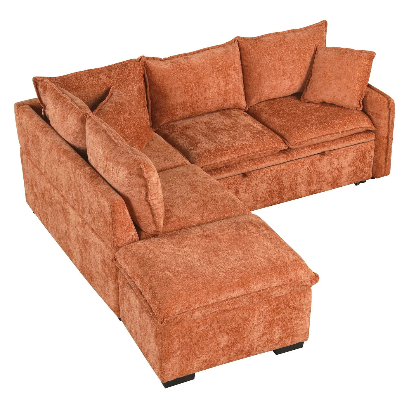 Convertible Sofa Bed Sectional Sofa Sleeper L-Shaped Sofa With A Storage Ottoman, Two Pillows, Two Power Sockets And Two USB Ports For Living Room by HouseOfZazla