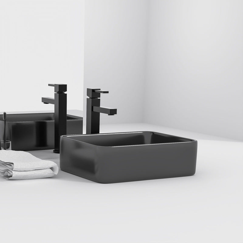 Modern European Design Ceramic Rectangular Vessel Bathroom Sink by HouseOfZazla