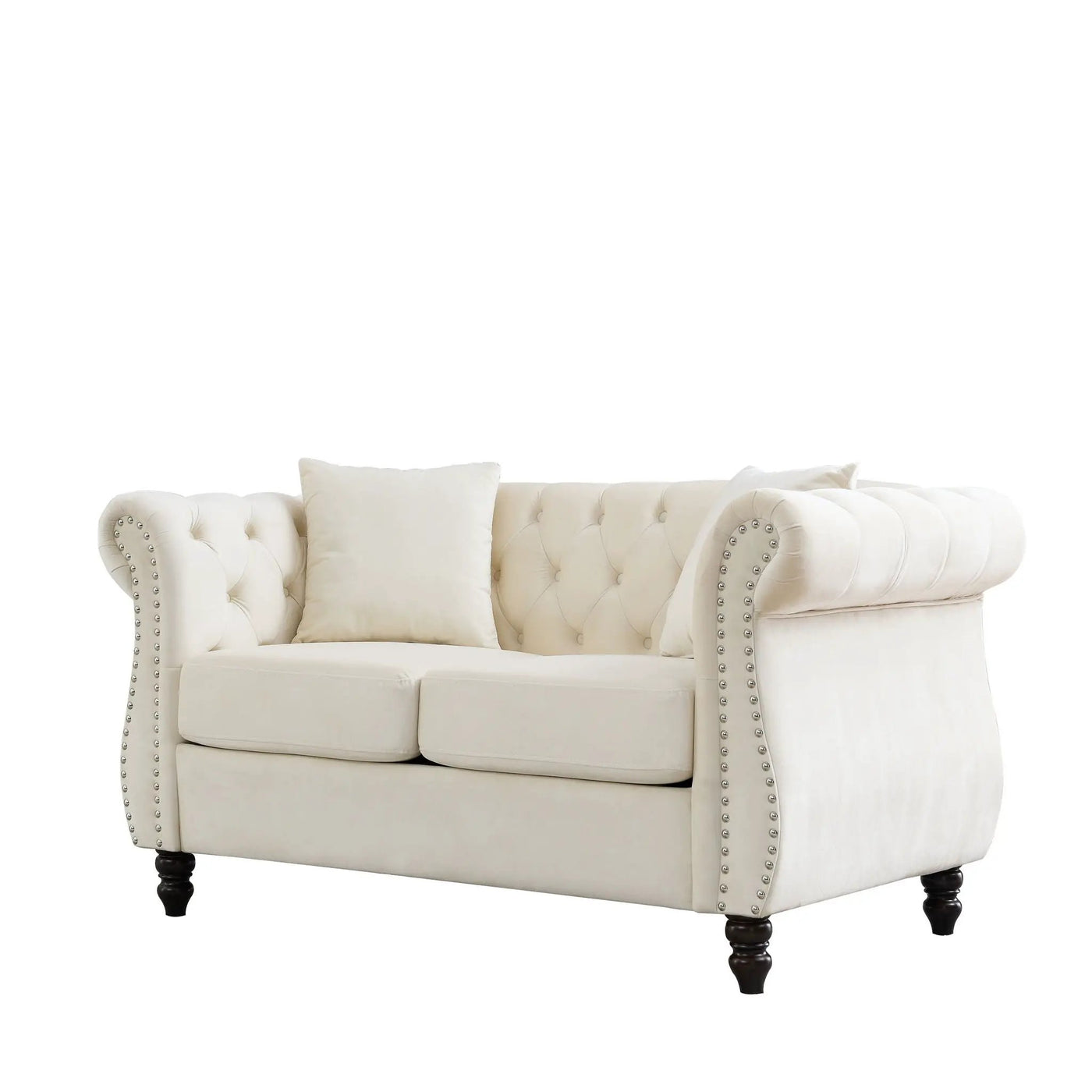 Chesterfield Sofa With Rolled Arms And Nailhead Trim by HouseOfZazla