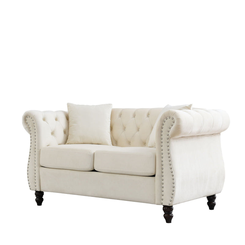 Chesterfield Sofa With Rolled Arms And Nailhead Trim by HouseOfZazla