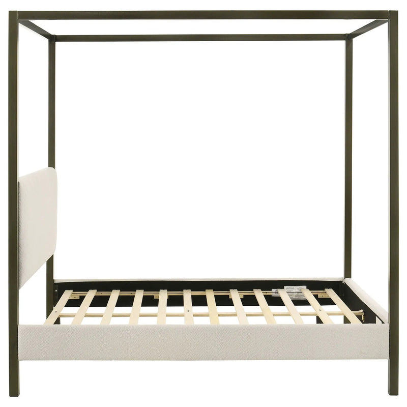 Monroe Upholstered Queen Canopy Bed Vanilla by Unique Piece Furniture