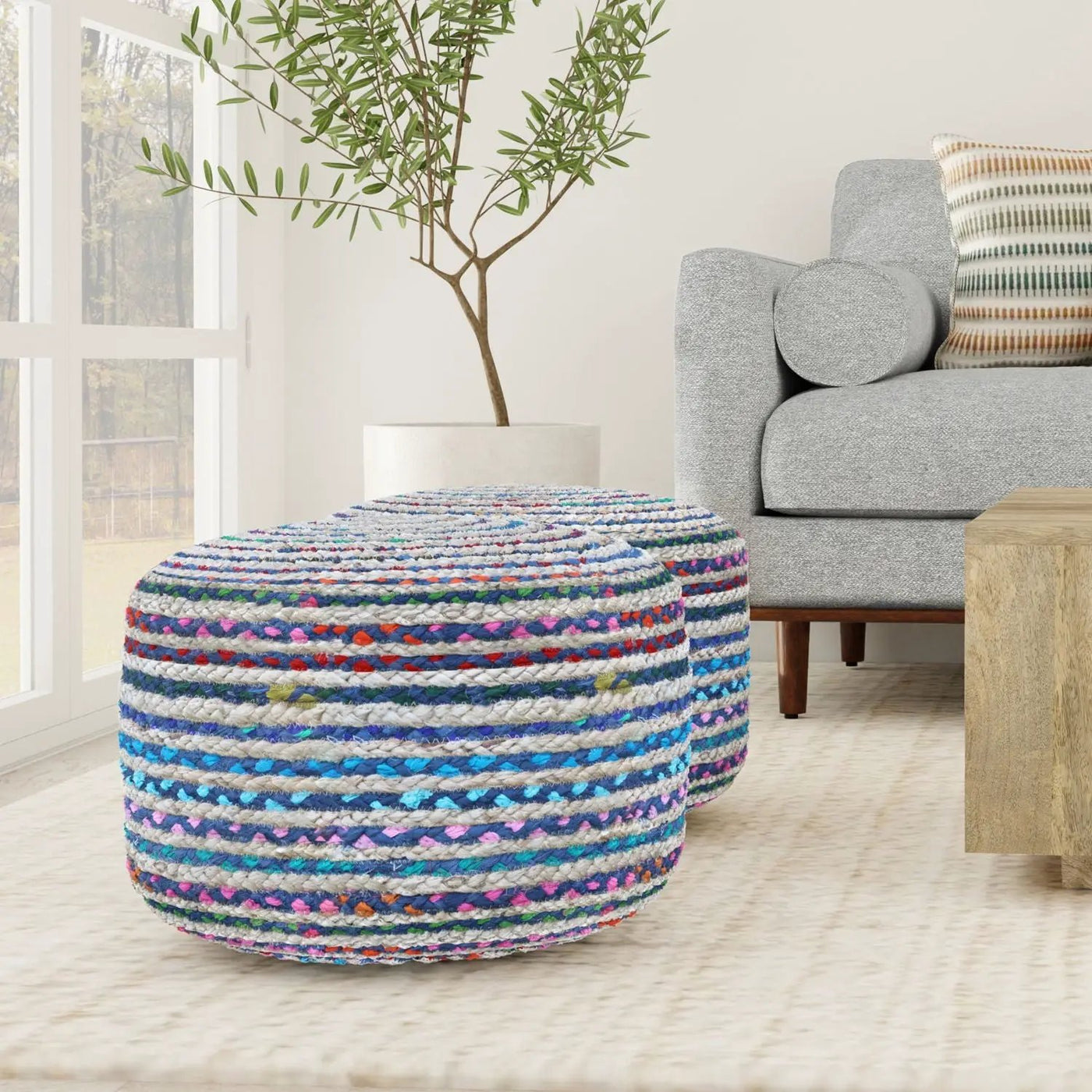 Margo - Handcrafted Round Pouf by HouseOfZazla