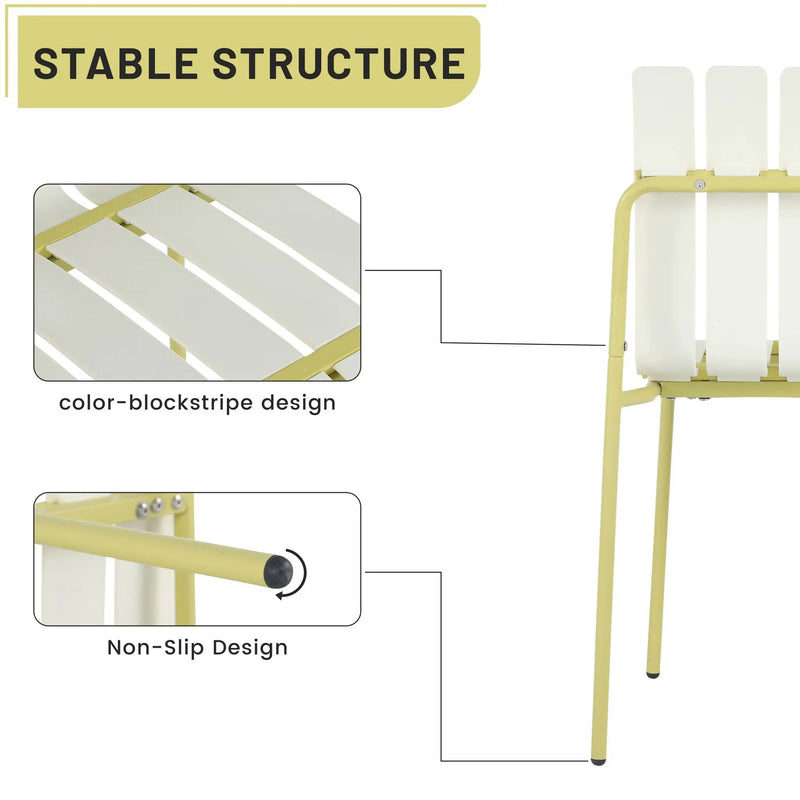 4 Piece Set Of Modern Color Block Designed Single Chairs With Long Table by HouseOfZazla