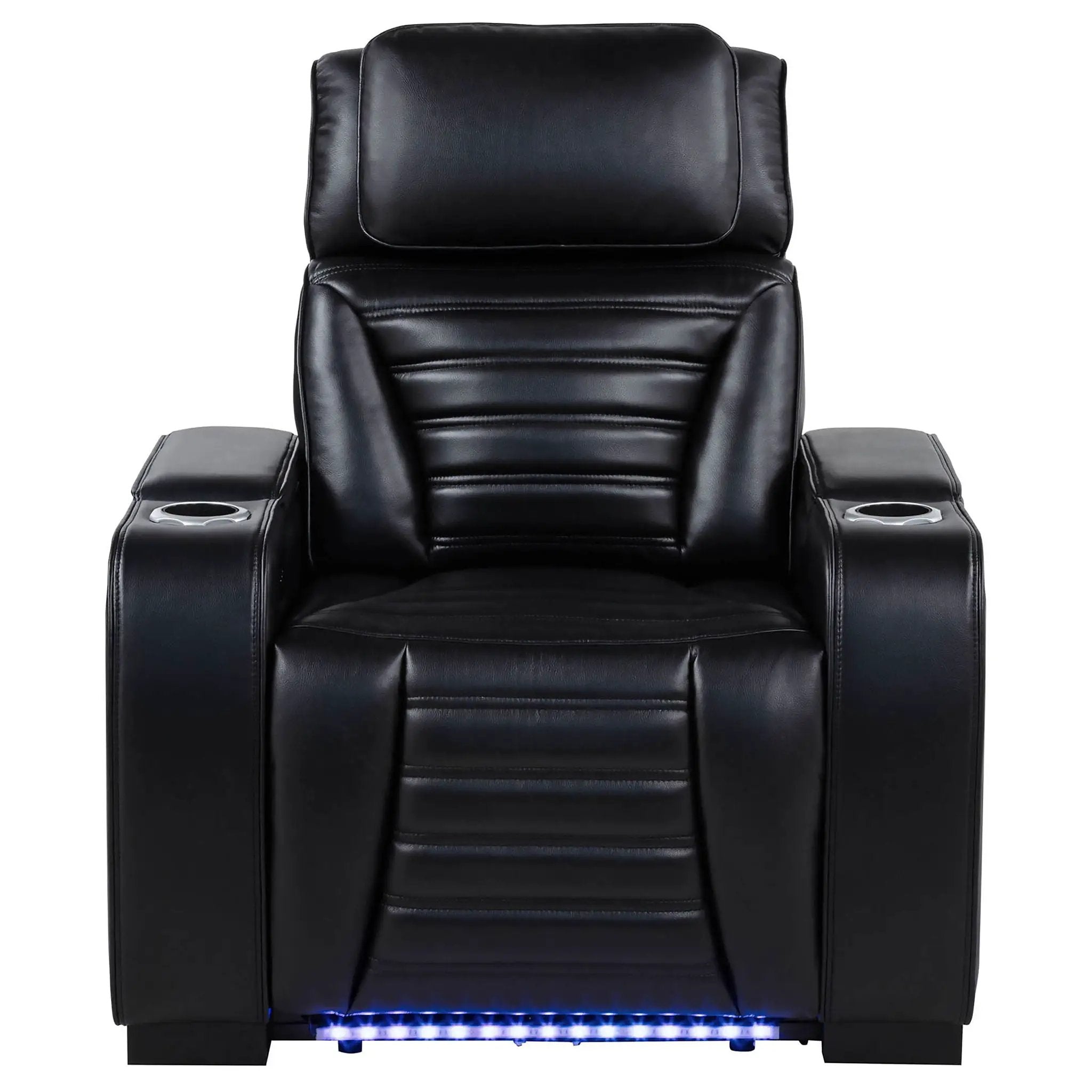 Zuma Faux Leather Upholstered Dual Power LED Recliner Black by Unique Piece Furniture