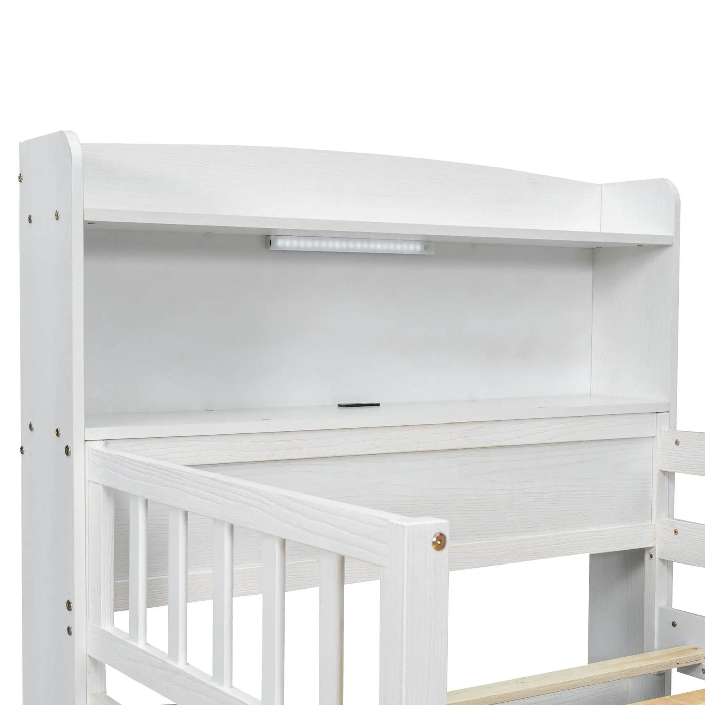 Platform Bed With LED Light, Multi Functional Headboard, Guardrail And 2 Drawers by HouseOfZazla