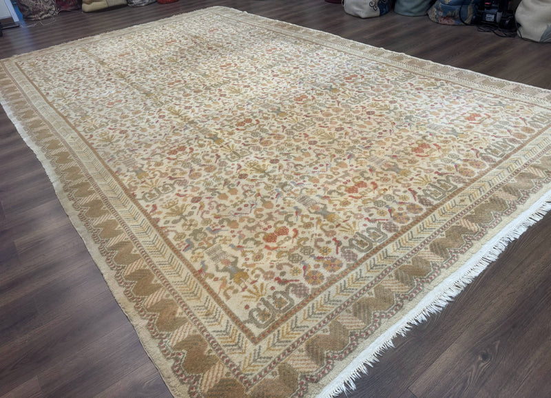 Large Spanish Portuguese Rug 9x15, Beige, Vintage, Allover Pattern, Wool by Jewel Rugs