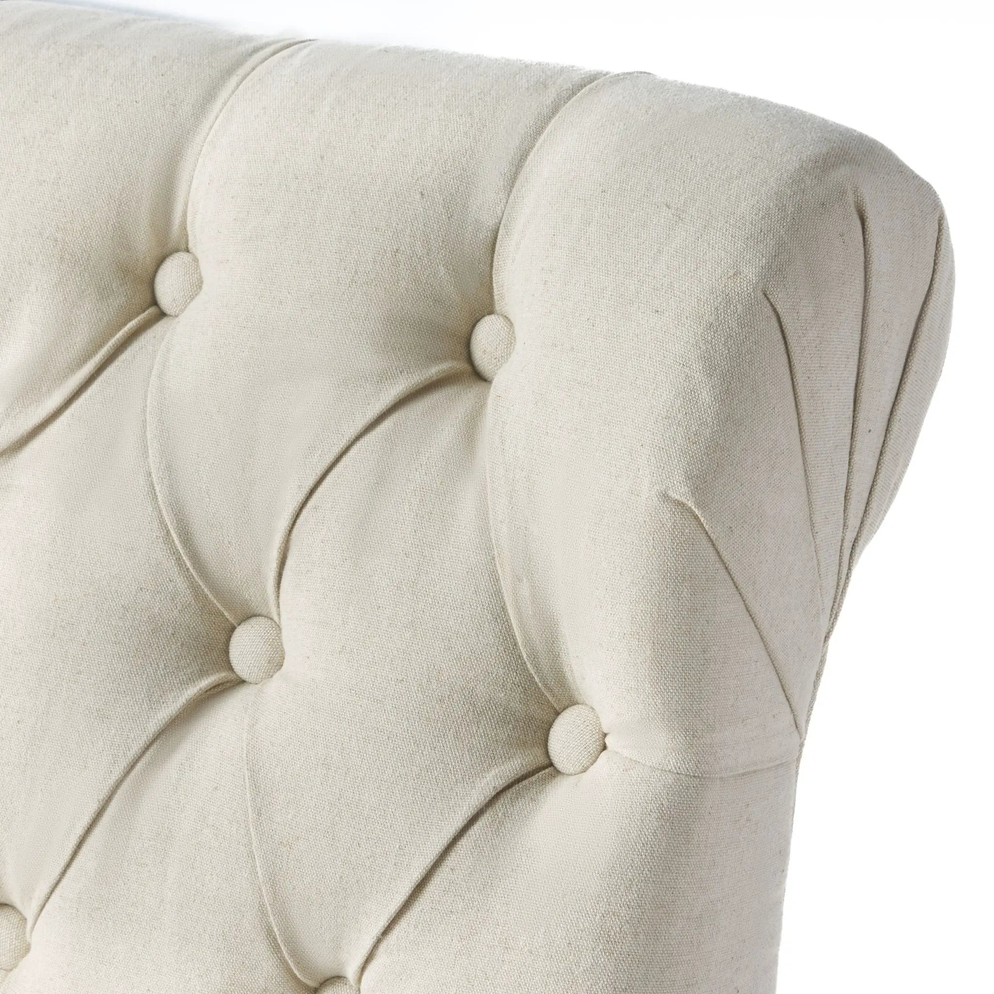 Dining Rolltop Chairs (Set of 2), Upholstered Armless Chair With Wood Leg - Ivory by HouseOfZazla