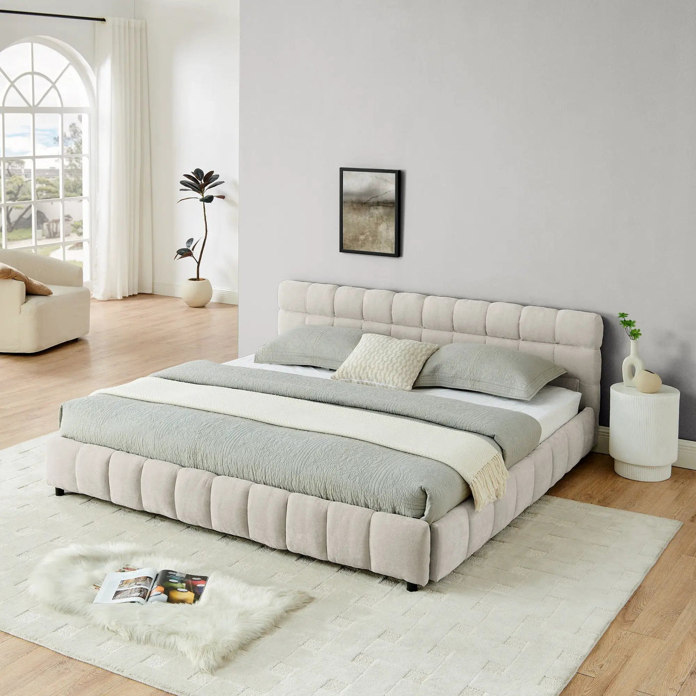 Modern Platform Bed Frame With Thick Fabric by HouseOfZazla