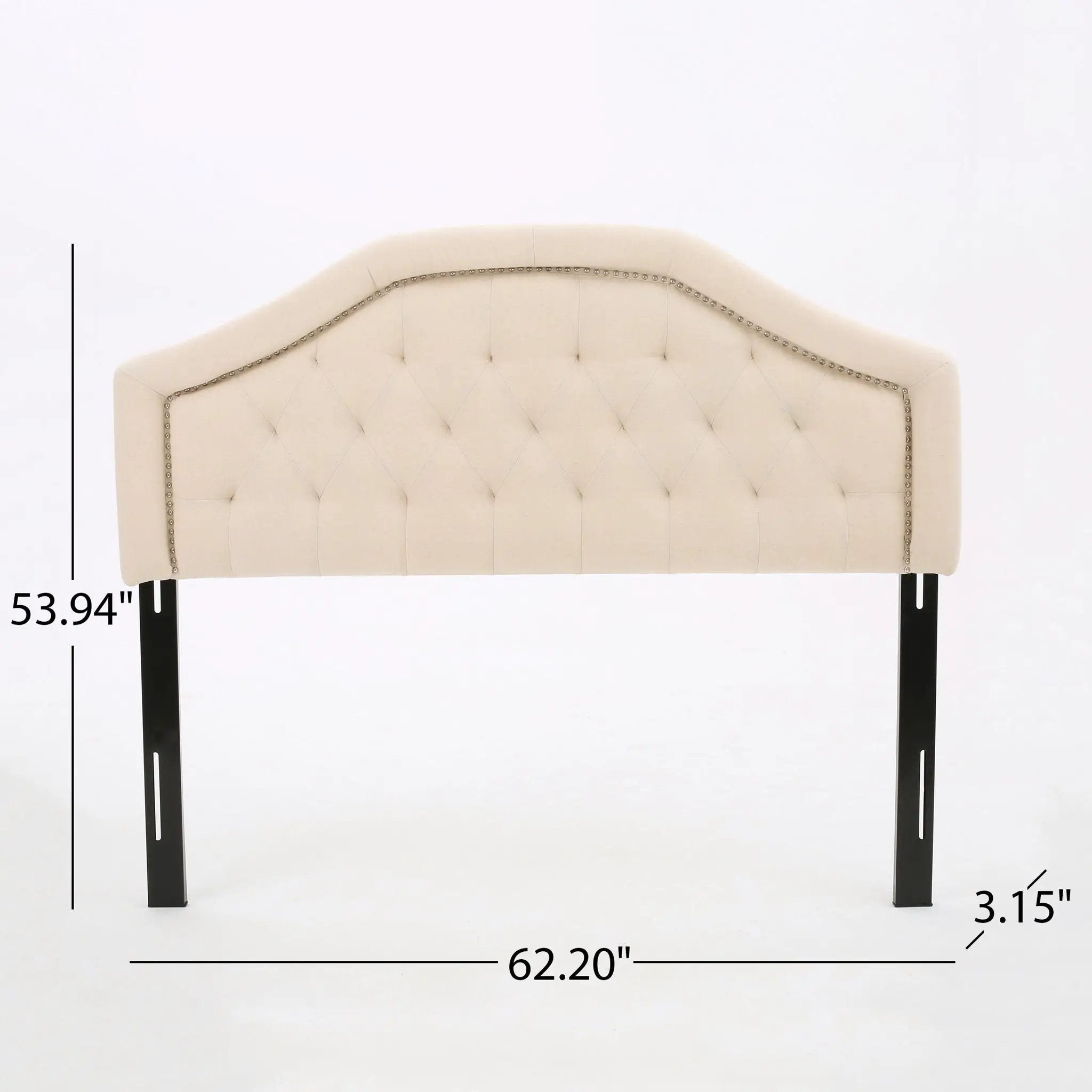 Queen & Full Size Headboard With Diamond Tufting And Nailhead Trim - Beige by HouseOfZazla