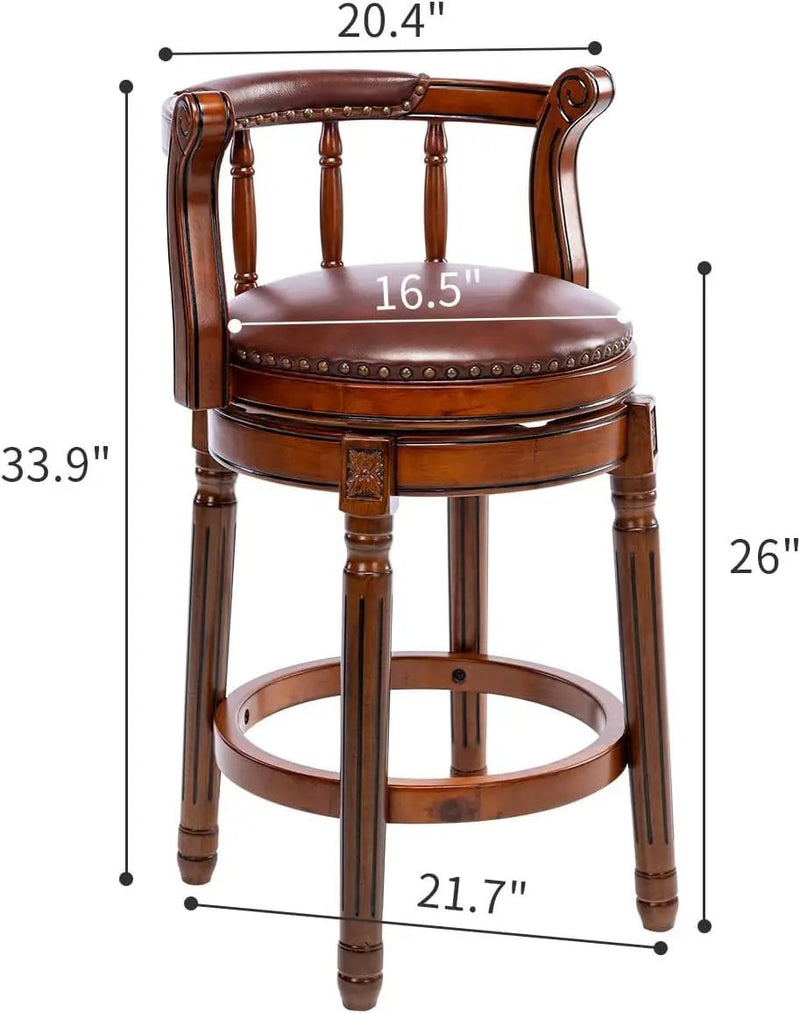 Swivel Cow Top Wooden Bar Stool, 360 Degree Swivel Bar Height Chair With Backs For Home Kitchen Counter by HouseOfZazla