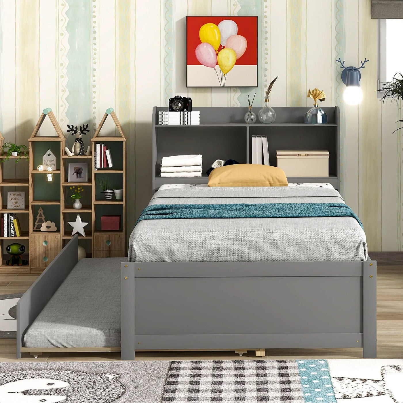 Twin Bed With Trundle, Bookcase by HouseOfZazla