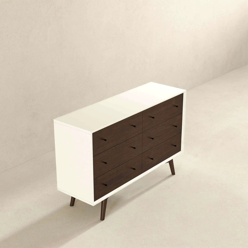 Dresser 6 Drawer - Dark Brown / White by HouseOfZazla