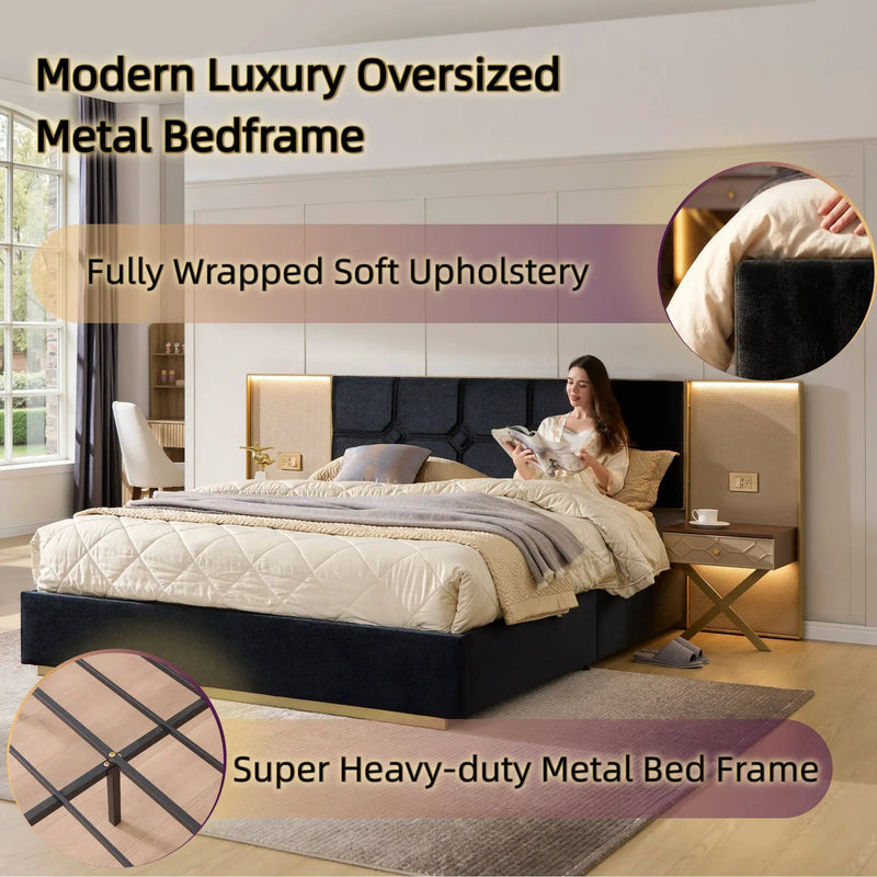 Luxurious Queen Platform Bed Frame by HouseOfZazla
