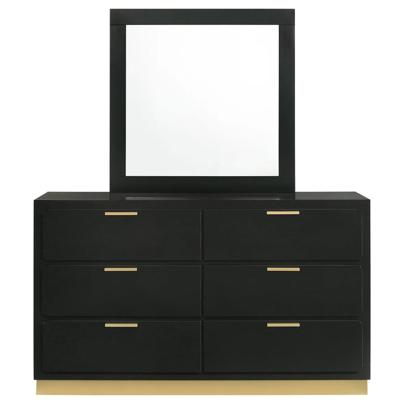 Caraway 6-drawer Dresser with Mirror Black by Unique Piece Furniture