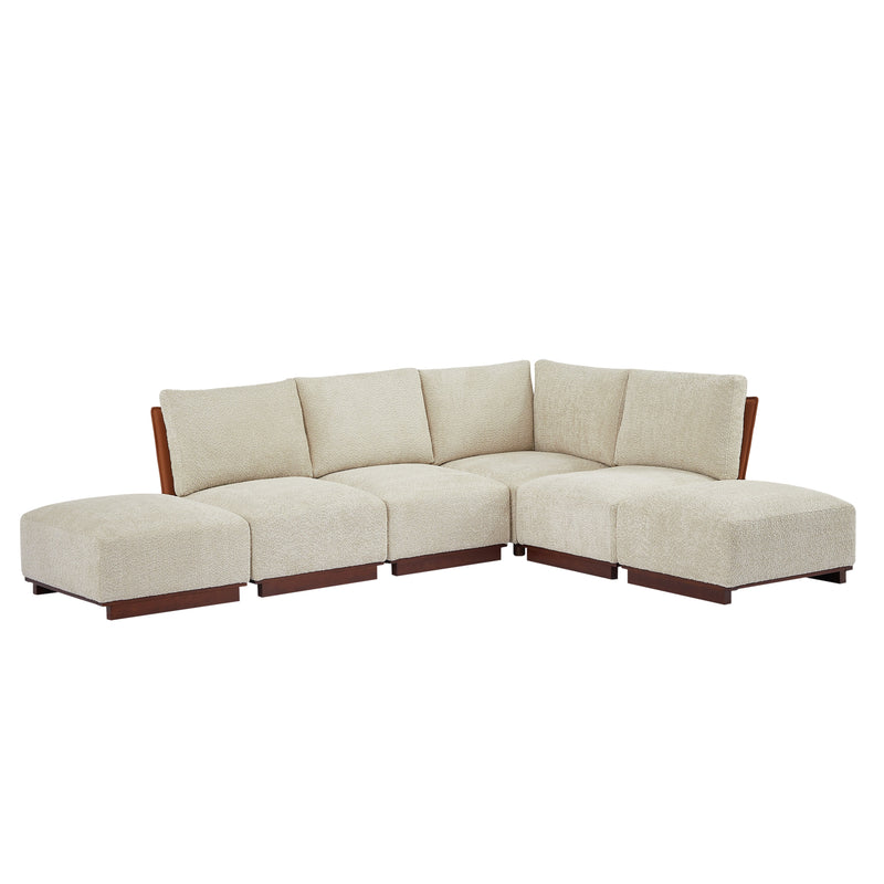 Velora 116 in. 6-Piece L Shaped Boucle Modular Sectional Sofa - Sesame, photo 5 of 10