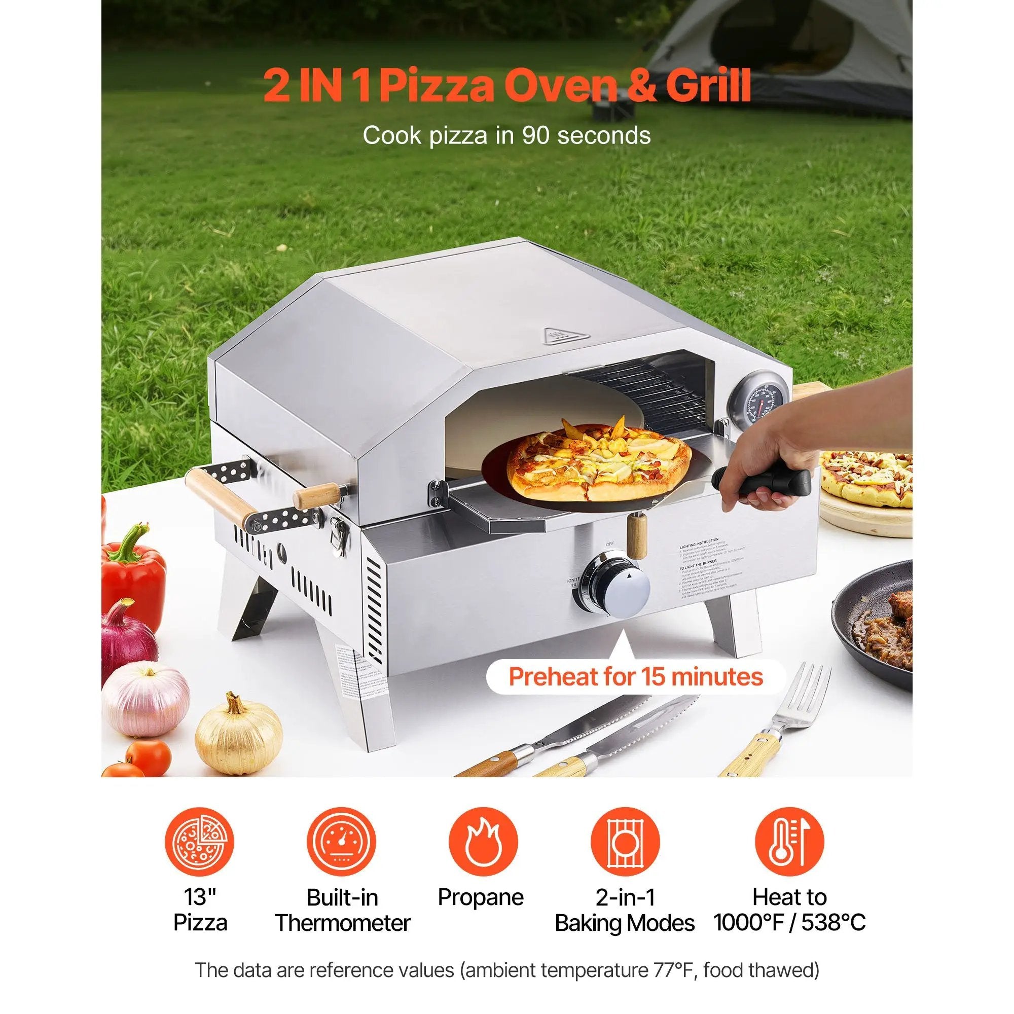 Outdoor Pizza Oven, 13 in Gas Fired Pizza-Maker by HouseOfZazla