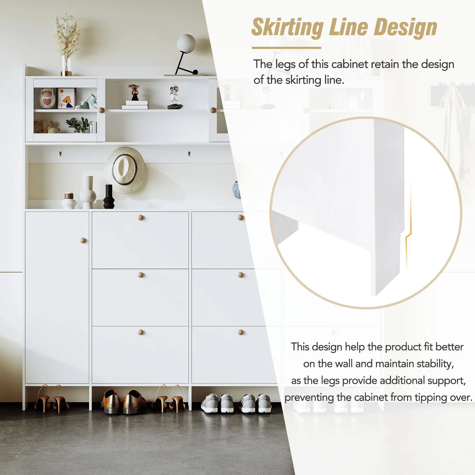 On Trend Multifunctional Tipping Bucket Shoe Cabinet With Storage Shelf & 6 Flip Drawers by HouseOfZazla