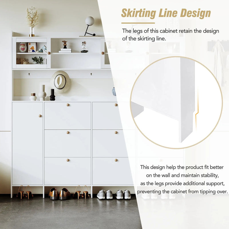 On Trend Multifunctional Tipping Bucket Shoe Cabinet With Storage Shelf & 6 Flip Drawers by HouseOfZazla