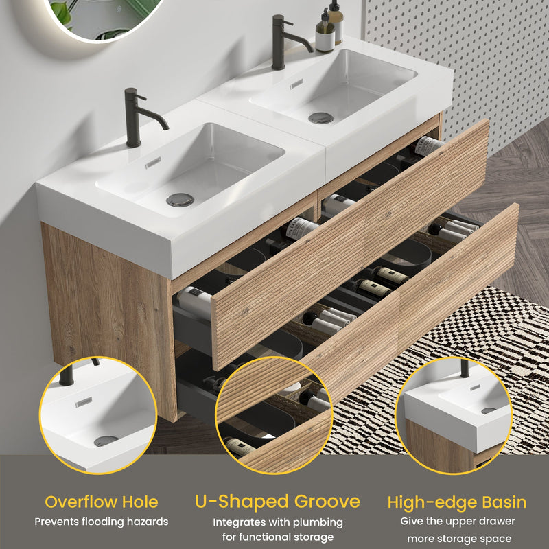 Grace 72" Bathroom Vanity with Silent DTC Soft-Closing Drawers by HouseOfZazla