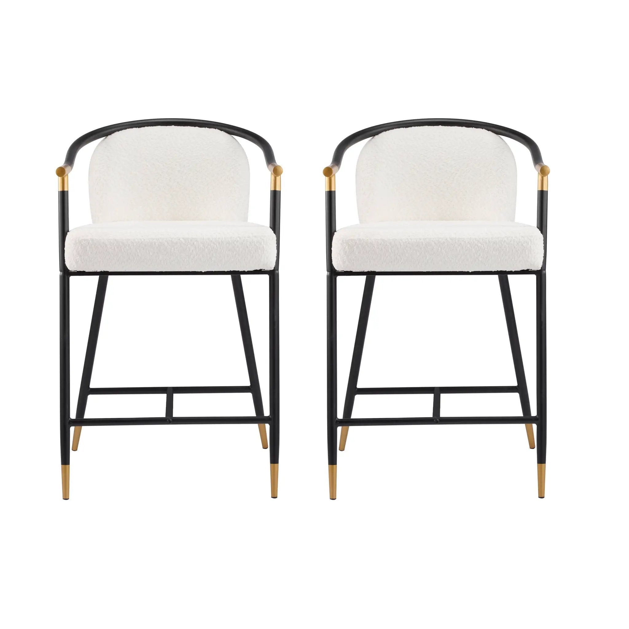 26" H Upholstered Counter Stool with Metal Frame (Set of 2) - Beige by HouseOfZazla