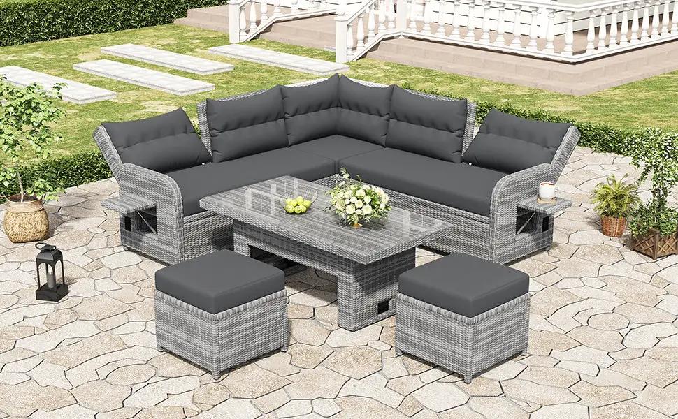Outdoor Furniture Set Patio Rattan with Recliners and Tables by HouseOfZazla