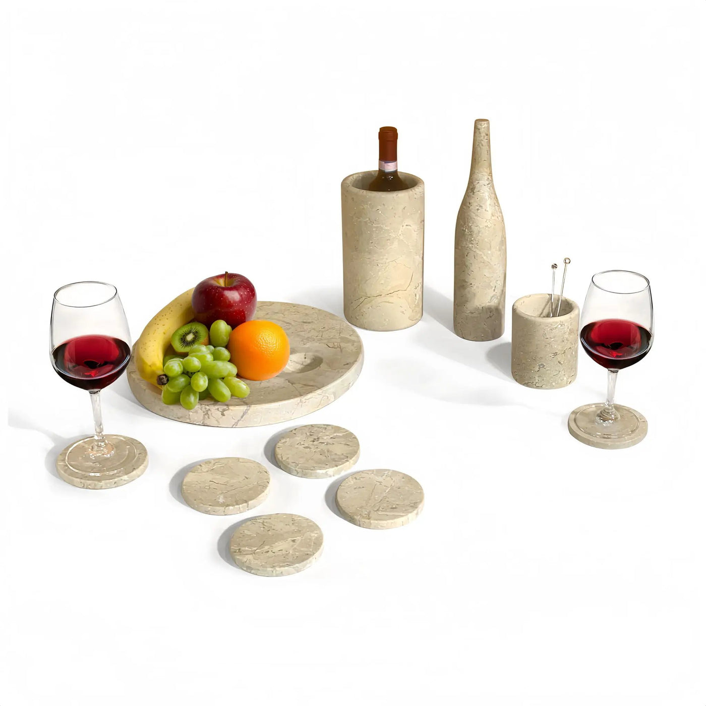 10 Pieces Luxury Natural Marble Dining Room Accessories Set by HouseOfZazla