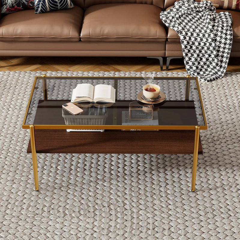 Rectangle Coffee Table With Tempered Glass Top And Legs, Modern Table For Living Room by Unique Piece Furniture