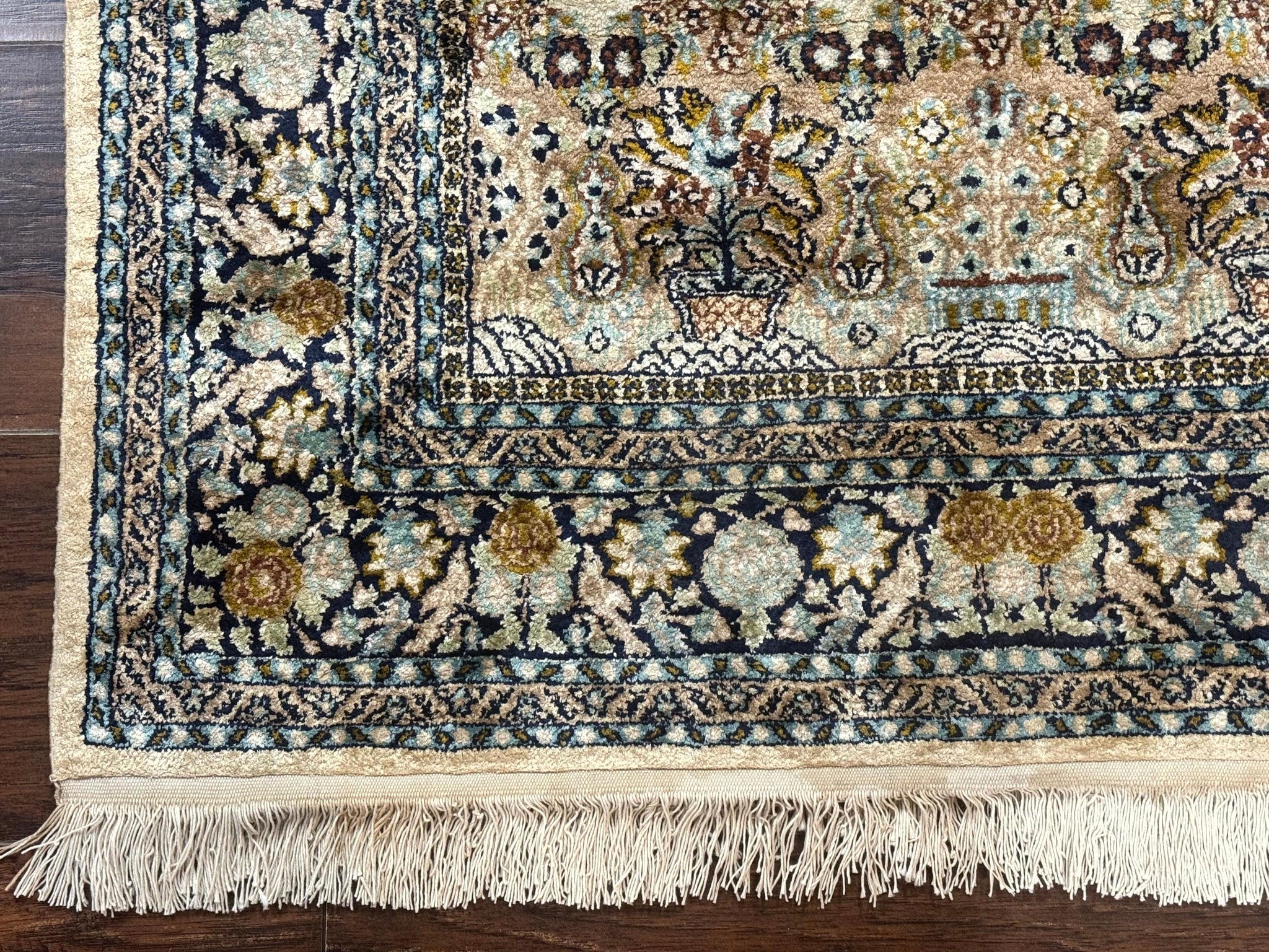 Silk Indian Kashmiri Rug 3x4, Very Fine 400 KPSI, Silk Prayer Rug, Handmade by Jewel Rugs