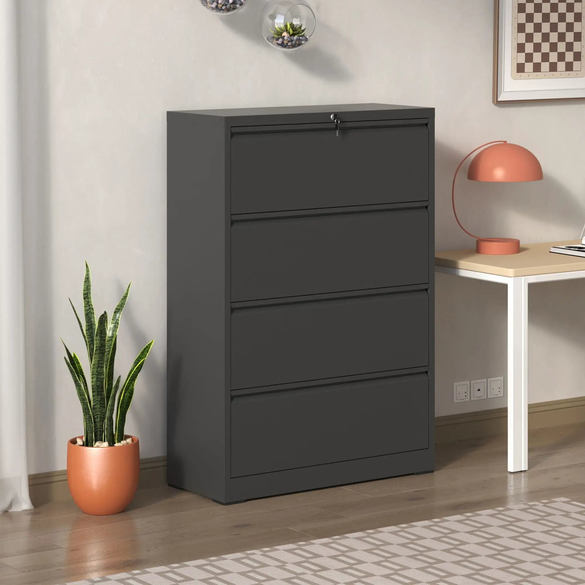 Lateral File Cabinet, Heavy Duty Filing Holds Letter/Legal/A4 Files by Unique Piece Furniture