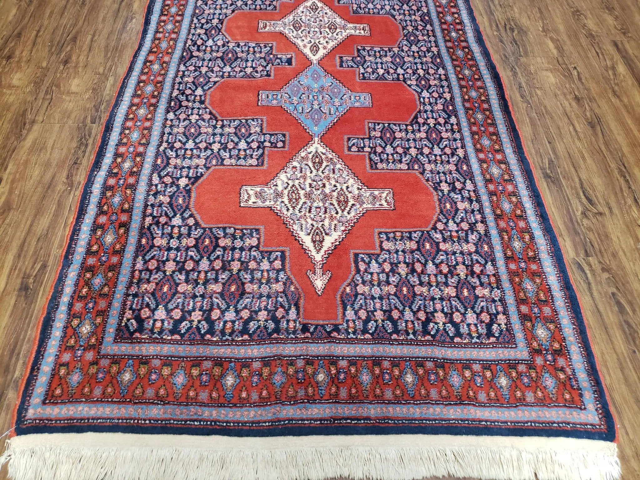4x6 Western Kurdistan Kurdish Carpet Senneh Wool Area Rug Veg Dyes Red Blue Nice by Jewel Rugs