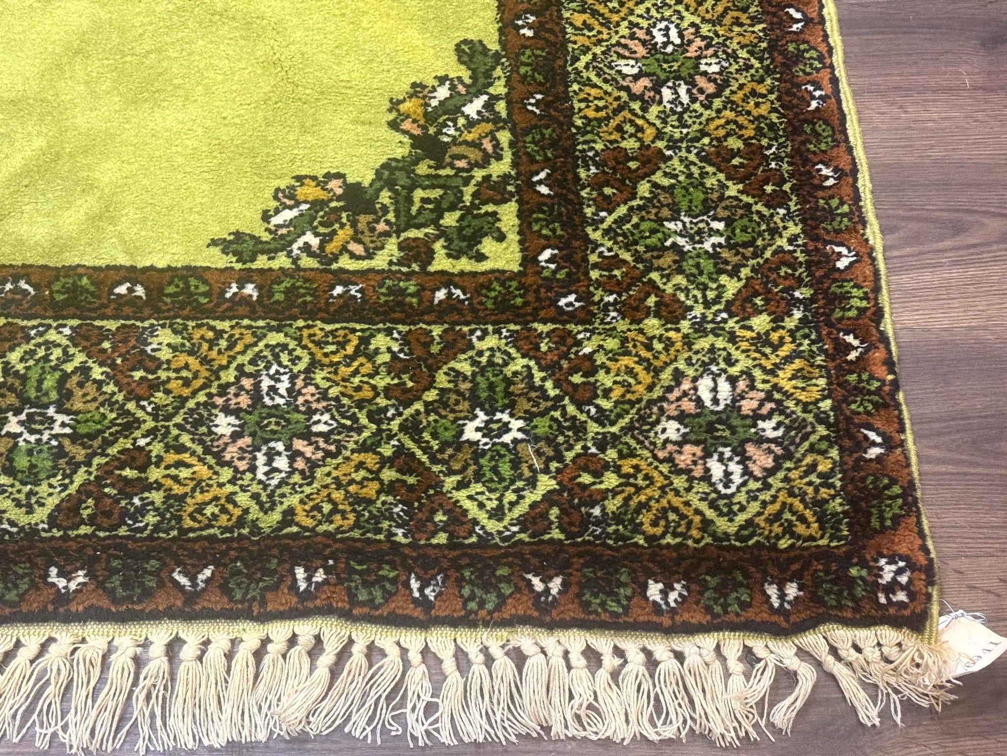 Moroccan Rug 6x8, Semi Open Field, Vintage, Lime Green, Wool Carpet by Jewel Rugs