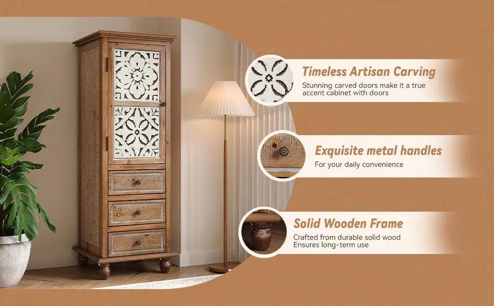 Rustic Wooden Storage Cabinet with Decorative Cutout Door & 3 Drawers by HouseOfZazla