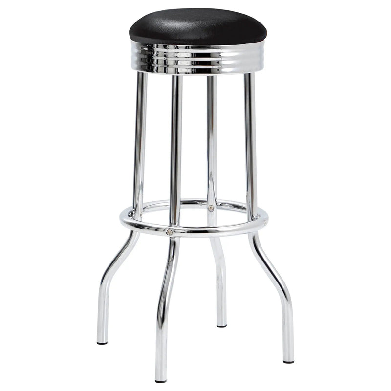 Retro Upholstered Metal Swivel Bar Stool Black (Set of 2) by Unique Piece Furniture