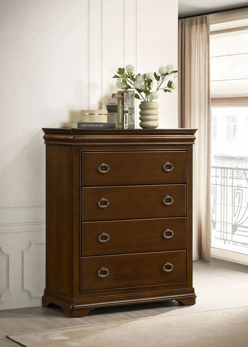 Garland 4-drawer Bedroom Chest of Drawers Brown Cherry by Unique Piece Furniture