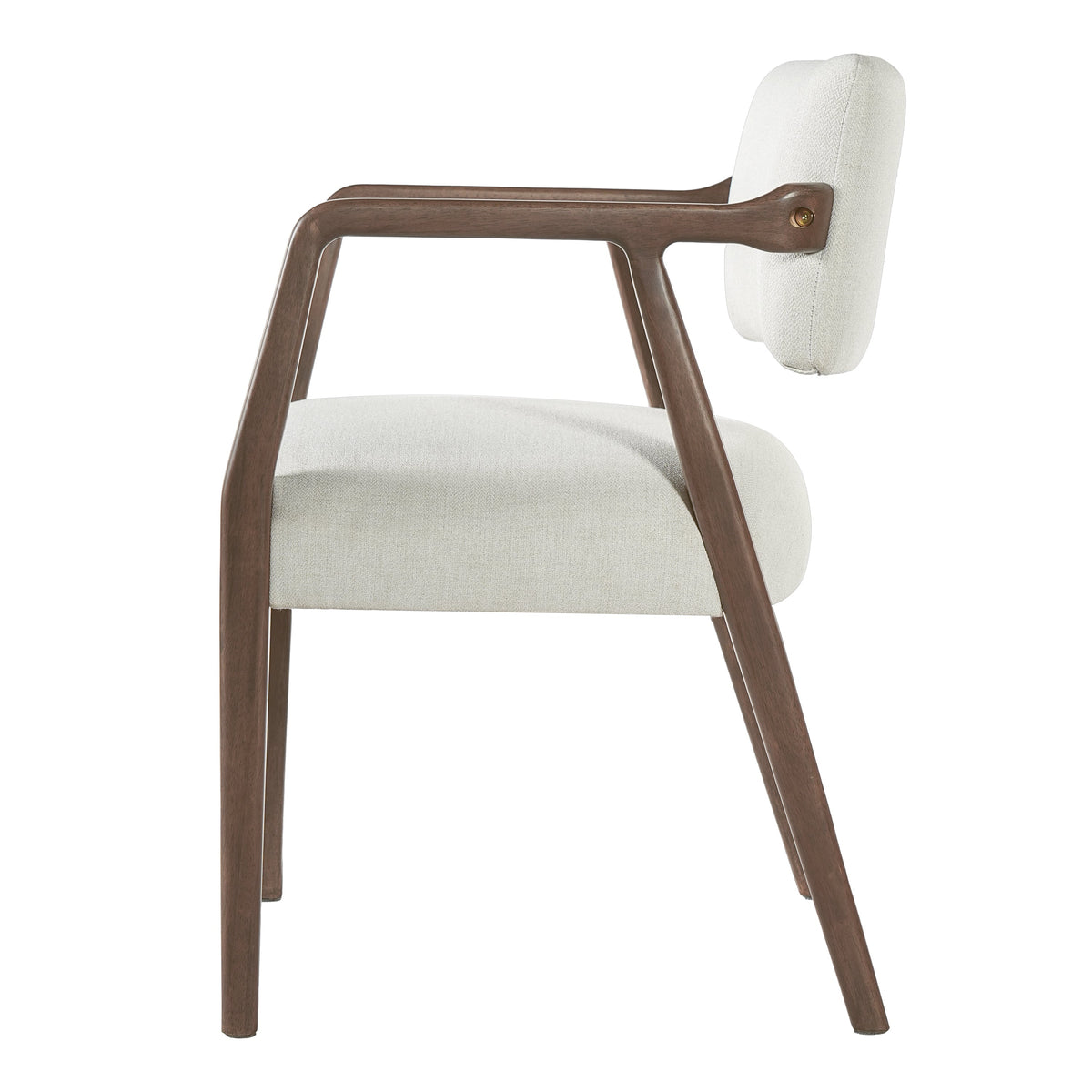 Mid-Century Rubber Wood Upholstered Dining Armchair Set of 2 - Beige, photo 8 of 10