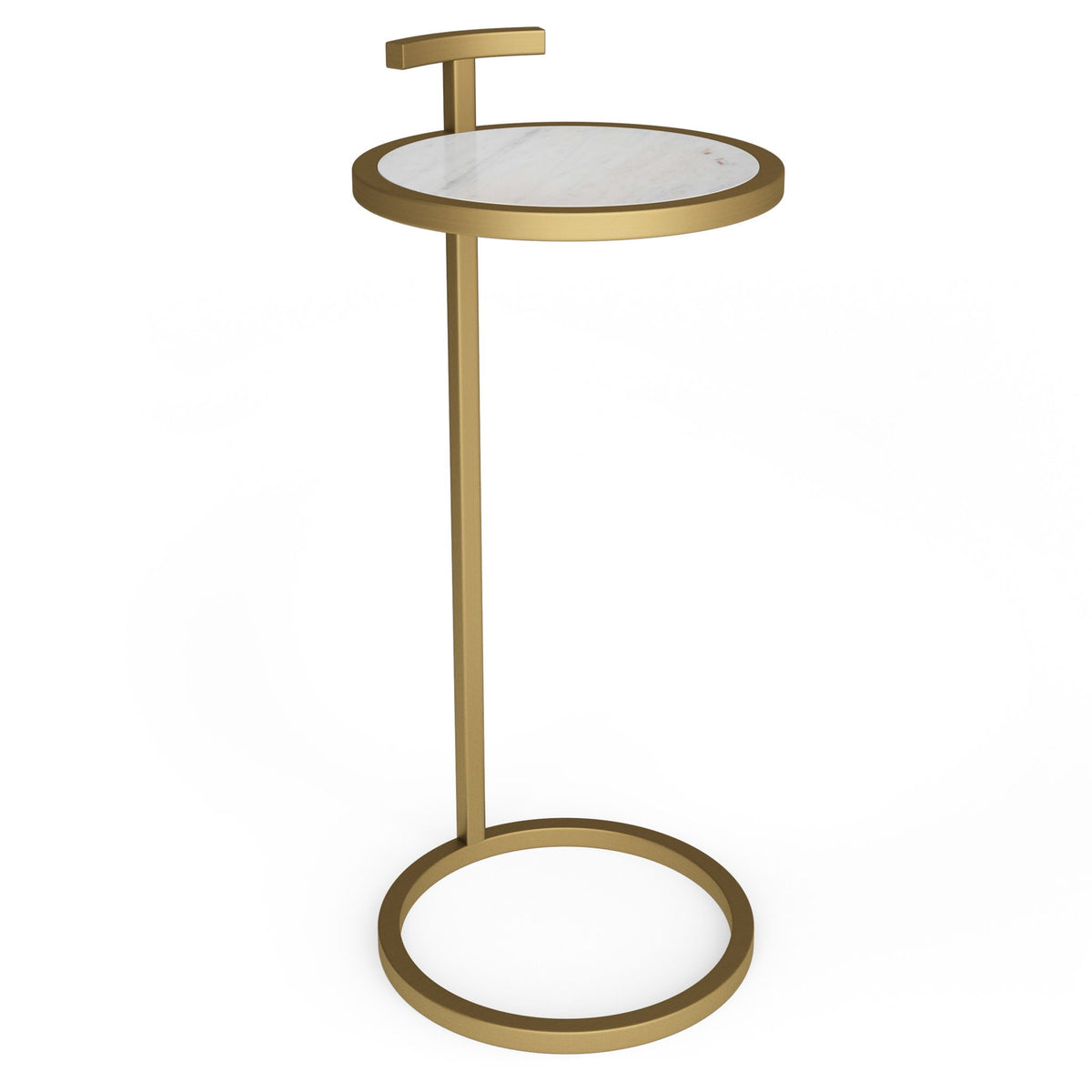 White Marble C Side Table with Gold Frame - Brook Collection